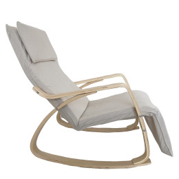 Πολυθρόνα Κουνιστή ArteLibre LUNDRA Μπεζ/Φυσικό Ύφασμα/Ξύλο 67x127x91cm