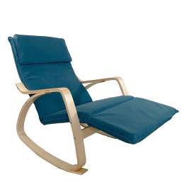 Πολυθρόνα Κουνιστή ArteLibre LUNDRA Μπλε/Φυσικό Ύφασμα/Ξύλο 67x127x91cm