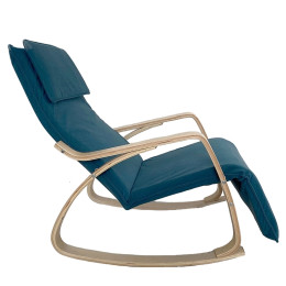 Πολυθρόνα Κουνιστή ArteLibre LUNDRA Μπλε/Φυσικό Ύφασμα/Ξύλο 67x127x91cm