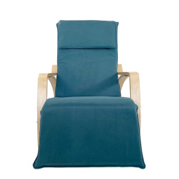 Πολυθρόνα Κουνιστή ArteLibre LUNDRA Μπλε/Φυσικό Ύφασμα/Ξύλο 67x127x91cm