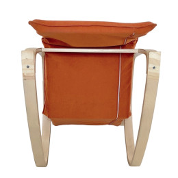 Πολυθρόνα Κουνιστή ArteLibre LUNDRA Πορτοκαλί/Φυσικό Ύφασμα/Ξύλο 67x127x91cm