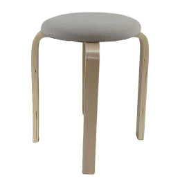 Σκαμπό ArteLibre MILOA Mπεζ/Φυσικό Ύφασμα/Ξύλο 42x42x45cm