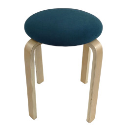 Σκαμπό ArteLibre MILOA Μπλε/Φυσικό Ύφασμα/Ξύλο 42x42x45cm