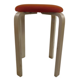 Σκαμπό ArteLibre MILOA Πορτοκαλί/Φυσικό Ύφασμα/Ξύλο 42x42x45cm