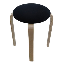 Σκαμπό ArteLibre MILOA Μαύρο/Φυσικό Ύφασμα/Ξύλο 42x42x45cm