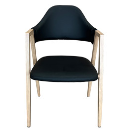 Καρέκλα Τραπεζαρίας ArteLibre SOLANA Μαύρο/Φυσικό PU/Μέταλλο 51x51x81cm