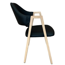 Καρέκλα Τραπεζαρίας ArteLibre SOLANA Μαύρο/Φυσικό PU/Μέταλλο 51x51x81cm