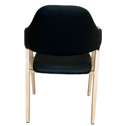 Καρέκλα Τραπεζαρίας ArteLibre SOLANA Μαύρο/Φυσικό PU/Μέταλλο 51x51x81cm