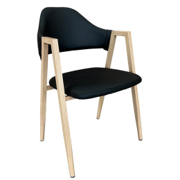 Καρέκλα Τραπεζαρίας ArteLibre SOLANA Μαύρο/Φυσικό PU/Μέταλλο 51x51x81cm