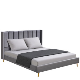 Κρεβάτι Υπέρδιπλο ArteLibre SEDONA Γκρι Ύφασμα 216x176x110cm (Στρώμα 160x200cm)