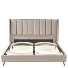 Κρεβάτι Υπέρδιπλο ArteLibre SEDONA Μπεζ Ύφασμα 216x176x110cm (Στρώμα 160x200cm)