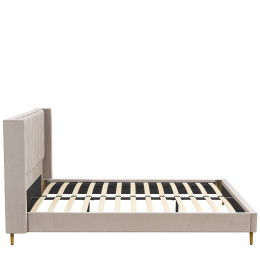 Κρεβάτι Υπέρδιπλο ArteLibre SEDONA Μπεζ Ύφασμα 216x176x110cm (Στρώμα 160x200cm)