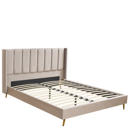 Κρεβάτι Υπέρδιπλο ArteLibre SEDONA Μπεζ Ύφασμα 216x176x110cm (Στρώμα 160x200cm)