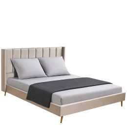 Κρεβάτι Υπέρδιπλο ArteLibre SEDONA Μπεζ Ύφασμα 216x176x110cm (Στρώμα 160x200cm)