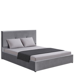 Κρεβάτι Υπέρδιπλο ArteLibre YUMA Γκρι Ύφασμα 214x1170x10cm (Στρώμα 160x200cm)