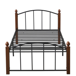 Κρεβάτι Μονό ArteLibre LARAMIE Μαύρο/Καρυδί Μέταλλο 210x98x76cm (Στρώμα 90x200cm)