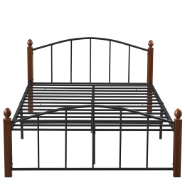 Κρεβάτι Ημίδιπλο ArteLibre LARAMIE Μαύρο/Καρυδί Μέταλλο 210x128x76cm (Στρώμα 120x200cm)