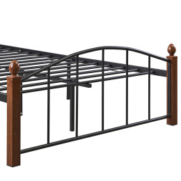 Κρεβάτι Ημίδιπλο ArteLibre LARAMIE Μαύρο/Καρυδί Μέταλλο 210x128x76cm (Στρώμα 120x200cm)