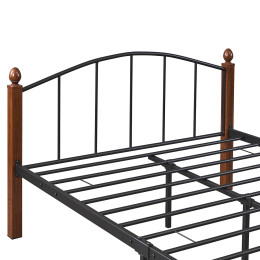 Κρεβάτι Ημίδιπλο ArteLibre LARAMIE Μαύρο/Καρυδί Μέταλλο 210x128x76cm (Στρώμα 120x200cm)