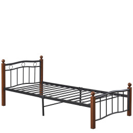 Κρεβάτι Μονό ArteLibre ARROWHEAD Μαύρο/Καρυδί Μέταλλο 210x98x85cm (Στρώμα 90x200cm)