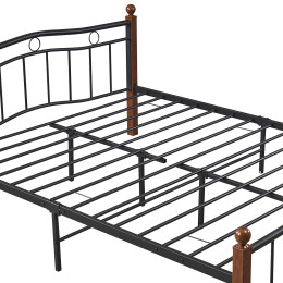 Κρεβάτι Ημίδιπλο ArteLibre ARROWHEAD Μαύρο/Καρυδί Μέταλλο 210x128x85cm (Στρώμα 120x200cm)