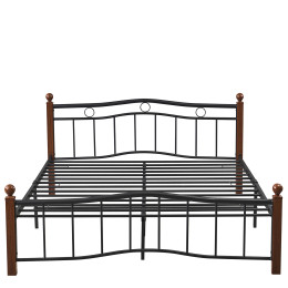 Κρεβάτι Διπλό ArteLibre ARROWHEAD Μαύρο/Καρυδί Μέταλλο 210x158x85cm (Στρώμα 150x200cm)