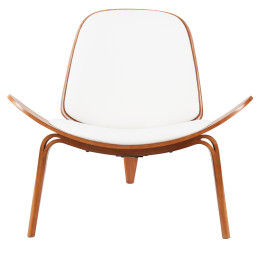 Πολυθρόνα ArteLibre THALOR Λευκό/Καφέ Ξύλο/PU 90x76.5x74.5cm