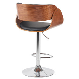 Σκαμπό Bar ArteLibre VORIAN Μαύρο/Καφέ Ξύλο/PU/Αλουμίνιο 52x55x87-108cm