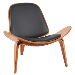 Πολυθρόνα ArteLibre THALOR Μαύρο/Καφέ Ξύλο/PU 90x76.5x74.5cm