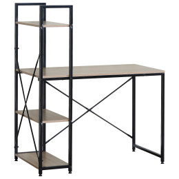 Γραφείο ArteLibre JORVIK Με Ράφια Δρυς/Μαύρο Μοριοσανίδα/Μέταλλο 100x52x120cm