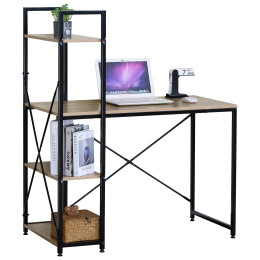 Γραφείο ArteLibre JORVIK Με Ράφια Δρυς/Μαύρο Μοριοσανίδα/Μέταλλο 100x52x120cm