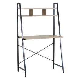 Γραφείο ArteLibre LYNDALE Με Ράφια Δρυς/Μαύρο Μοριοσανίδα/Μέταλλο 84x46x142cm