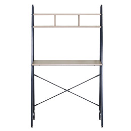 Γραφείο ArteLibre LYNDALE Με Ράφια Δρυς/Μαύρο Μοριοσανίδα/Μέταλλο 84x46x142cm