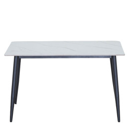 Τραπέζι Τραπεζαρίας ArteLibre VENSHIRE Λευκό Μάρμαρο/Μαύρο Κεραμικό/Μέταλλο 121x72x73cm