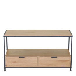 Τραπεζάκι Σαλονιού ArteLibre WEXLEY Δρυς/Μαύρο Μοριοσανίδα/Μέταλλο 100x40x50cm