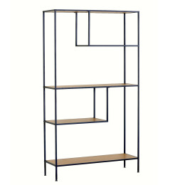 Βιβλιοθήκη ArteLibre YARWOOD Δρυς/Μαύρο Μοριοσανίδα/Μέταλλο 100x33x178cm