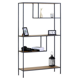 Βιβλιοθήκη ArteLibre YARWOOD Δρυς/Μαύρο Μοριοσανίδα/Μέταλλο 100x33x178cm