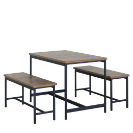 Σετ Τραπεζαρία (2+1) ArteLibre DRAYCOTT Καφέ/Μαύρο Μοριοσανίδα/Μέταλλο 110x60x75cm