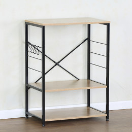 Ραφιέρα Κουζίνας ArteLibre FAIRWYN Δρυς/Μαύρο Μοριοσανίδα/Μέταλλο 60x40x82cm