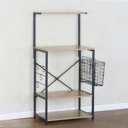 Ραφιέρα Κουζίνας ArteLibre GRANTHAM Δρυς/Μαύρο Μοριοσανίδα/Μέταλλο 60x40x123cm