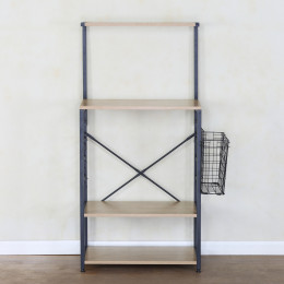 Ραφιέρα Κουζίνας ArteLibre GRANTHAM Δρυς/Μαύρο Μοριοσανίδα/Μέταλλο 60x40x123cm