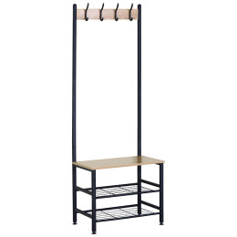 Έπιπλο Εισόδου ArteLibre LANGWOOD Δρυς/Μαύρο Μοριοσανίδα/Μέταλλο 60x40x175cm