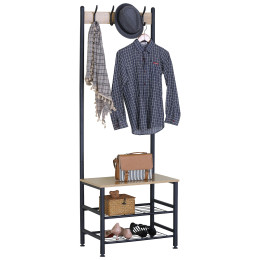 Έπιπλο Εισόδου ArteLibre LANGWOOD Δρυς/Μαύρο Μοριοσανίδα/Μέταλλο 60x40x175cm