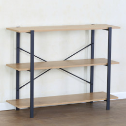 Βιβλιοθήκη ArteLibre RAVENSBY Φυσικό/Μαύρο Μοριοσανίδα/Μέταλλο 106x35x80cm