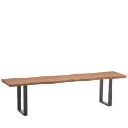 Παγκάκι Τραπεζαρίας ArteLibre AEMON Σκούρο Ακακία/Μαύρο Μέταλλο/MDF 180x40x47cm