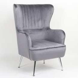 Πολυθρόνα ArteLibre VITTORIA Γκρι Βελούδο 76x79x101cm