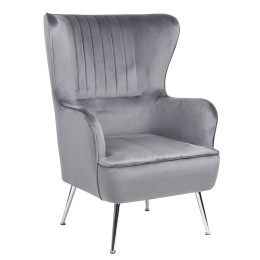 Πολυθρόνα ArteLibre VITTORIA Γκρι Βελούδο 76x79x101cm