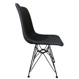 Καρέκλα Τραπεζαρίας ArteLibre SELVA Γκρι/Μαύρο PU/Μέταλλο 43x57x81cm