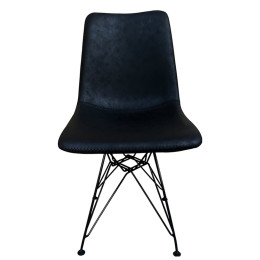 Καρέκλα Τραπεζαρίας ArteLibre SELVA Vintage Μαύρο PU/Μέταλλο 43x57x81cm