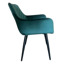 Καρέκλα Τραπεζαρίας ArteLibre FLORITA Πράσινο/Μαύρο Βελούδο/Μέταλλο 55x57x84cm